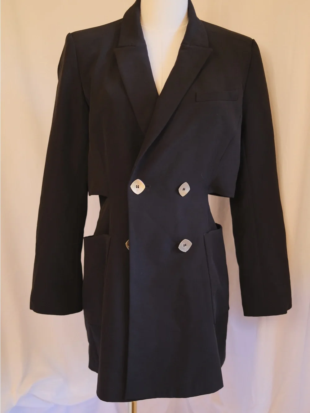 Zara Black Tuxedo Style Romper Tailored Blazer Playsuit S - Picture 4 of 10